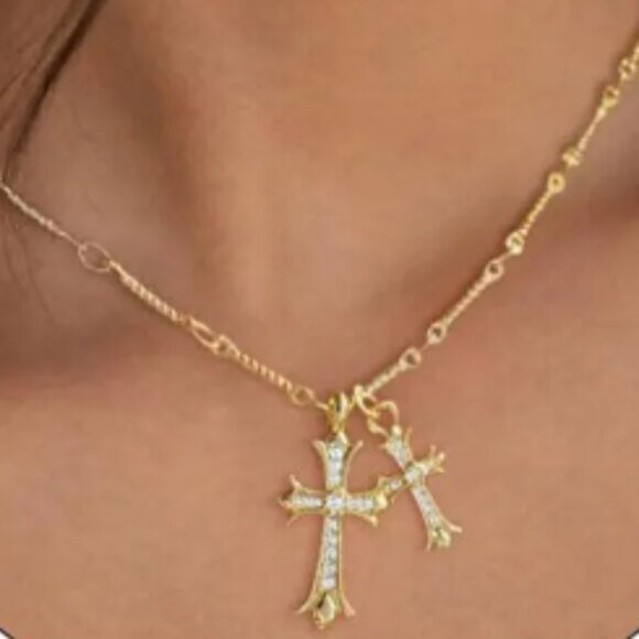 Sweet Gold Cross Pendant Necklace Simple Fashion Clavicle Chains Choker Gift Her - Picture 6 of 6